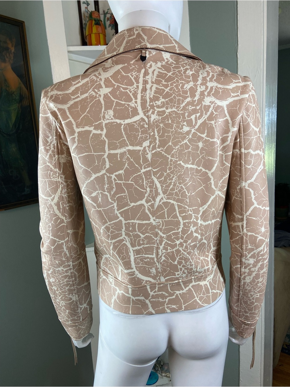 RUDSAK Beige-Pink Cream Cracked Lambs Leather Moto Jacket - Picture 4 of 15